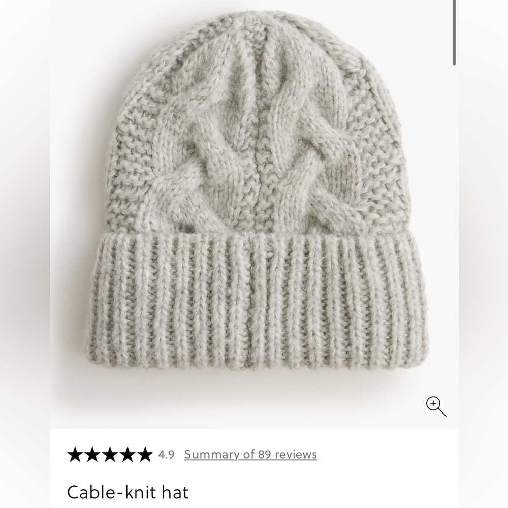 J.Crew women’s Cozy Cable-Knit Beanie in Light Heather Gray